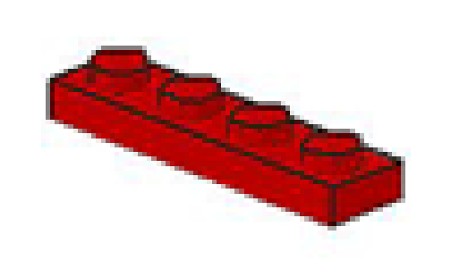Lego kostka 1 x 4 červená