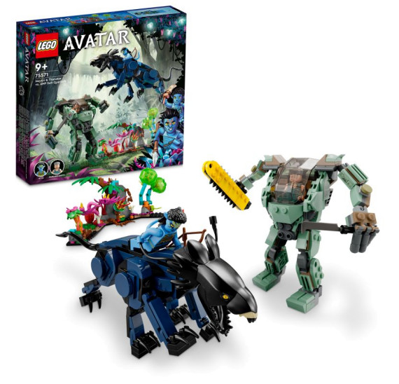 LEGO Avatar 75571 Neytiri a thanator vs. Quaritch v AMP obleku