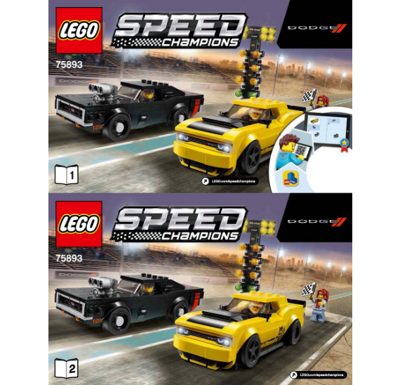 LEGO Speed Champions 75893 2018 Dodge Challenger SRT Demon a 1970 Dodge Charger